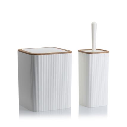 Conjunto para casa de banho ZOYA 5 unid. branco/castanho