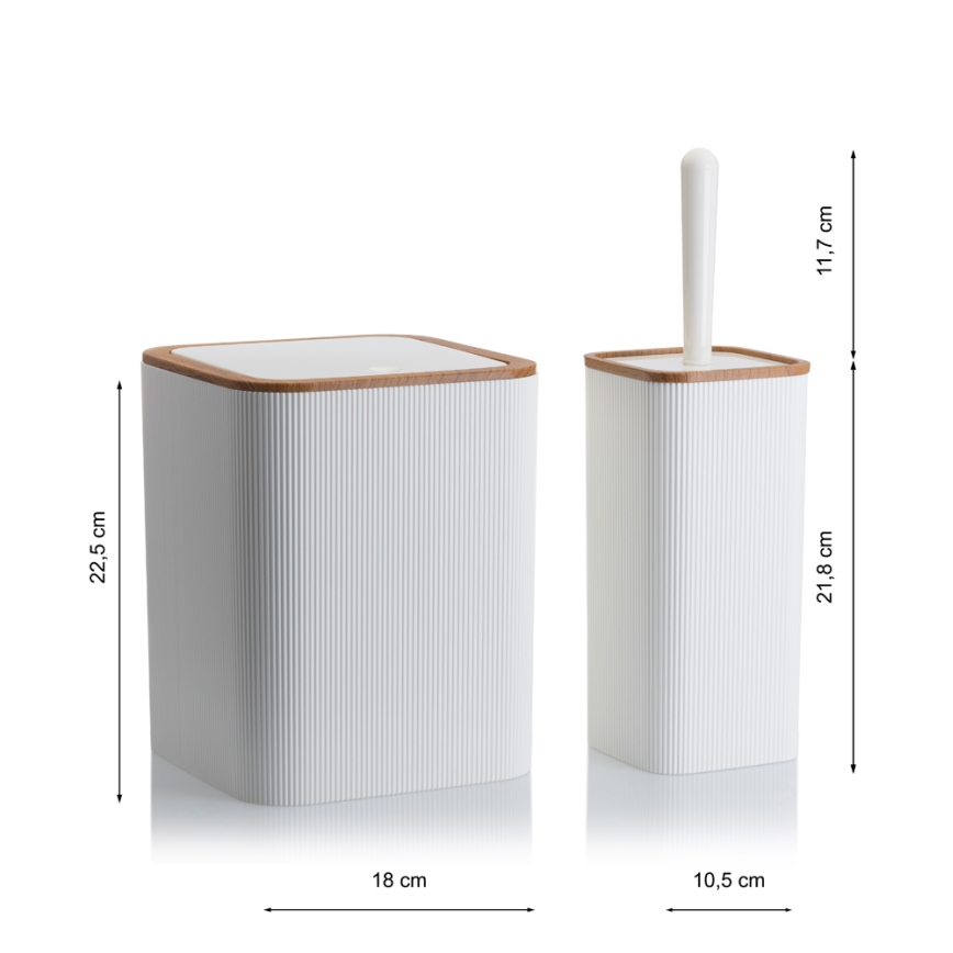 Conjunto para casa de banho ZOYA 5 unid. branco/castanho