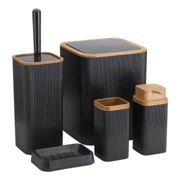 Conjunto para casa de banho ZOYA 5 unid. preto/castanho