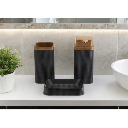 Conjunto para casa de banho ZOYA 5 unid. preto/castanho