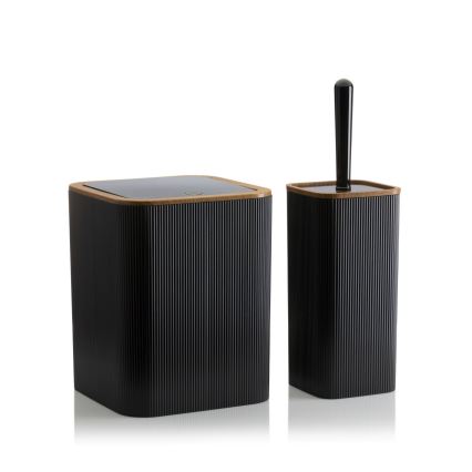 Conjunto para casa de banho ZOYA 5 unid. preto/castanho