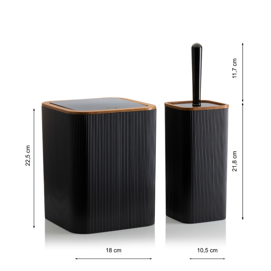 Conjunto para casa de banho ZOYA 5 unid. preto/castanho