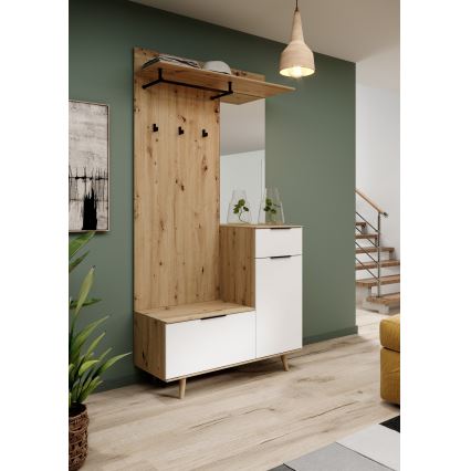 Conjunto para entrada com espelho SVEN castanho/branco