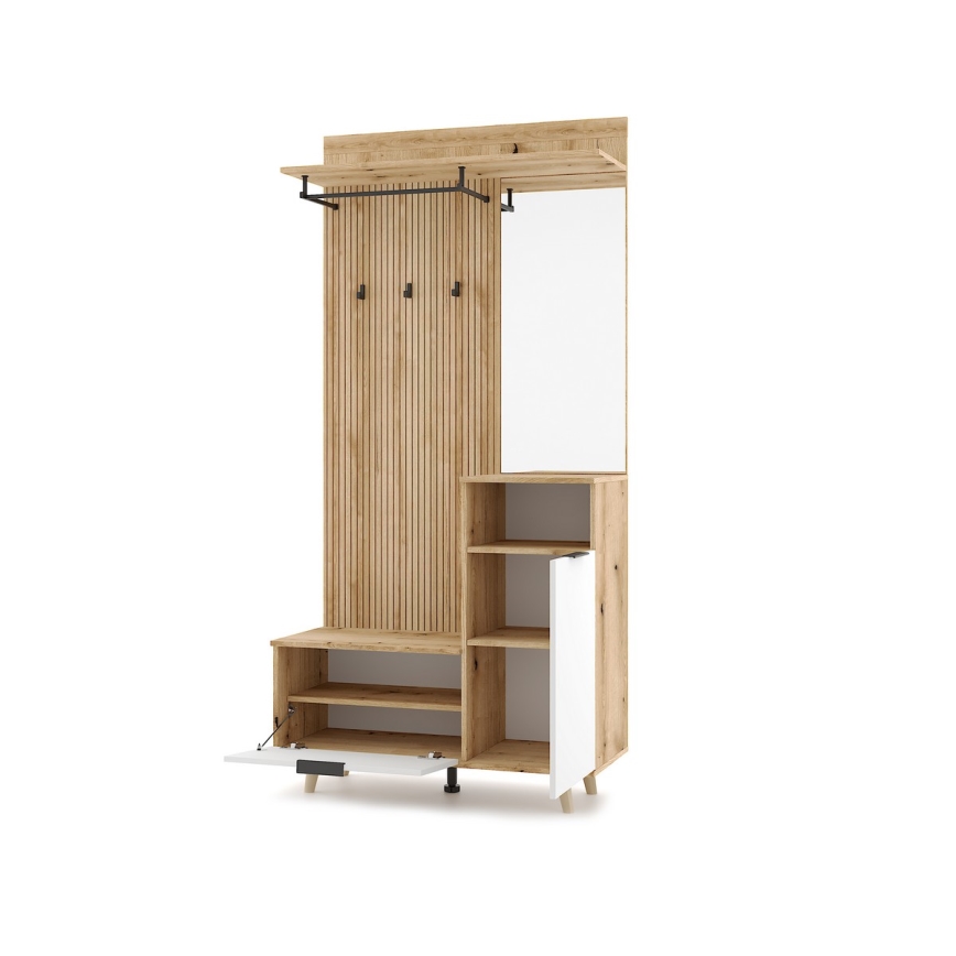 Conjunto para entrada com espelho SVEN, castanho/branco