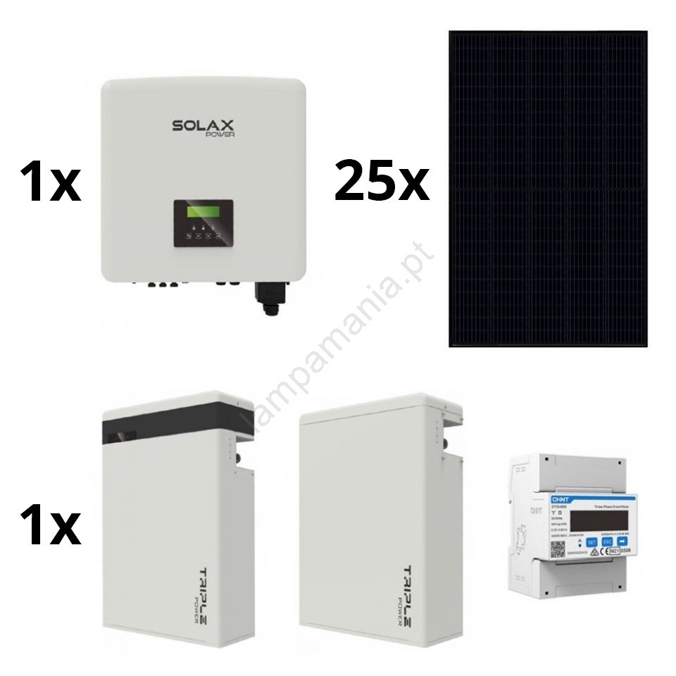 Conjunto Sol.: SOLAX Power 10kWp RISEN + inversor 3f 10kW + bateria 11 ...