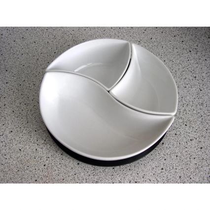 Conjunto TORO de 3 tigelas com bandeja — cerâmica e madeira