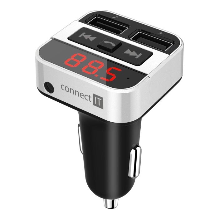 CONNECT IT CCC-8800-SL - Transmissor FM para carro com função handsfree preto/prateado