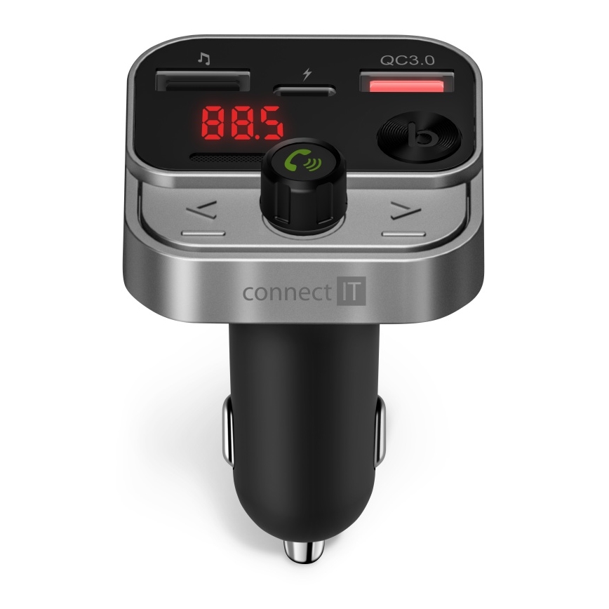 CONNECT IT CCC-8900-AN - Transmissor FM para carro com função handsfree preto/prateado