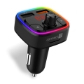 CONNECT IT CCC-9090-BK - Transmissor FM LED RGB para automóveis com função mãos-livres preto