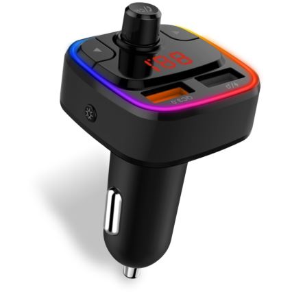 CONNECT IT CCC-9090-BK - Transmissor FM LED RGB para automóveis com função mãos-livres preto