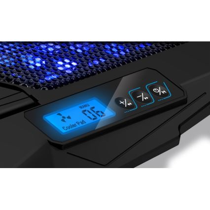 CONNECT IT CCP-2200-BK - Tapete de arrefecimento para computador portátil 4x ventoinha 2xUSB preto/azul