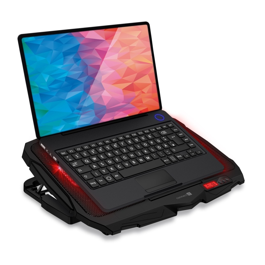 CONNECT IT CCP-2200-RD - Tapete de arrefecimento para computador portátil 4x ventoinha 2xUSB preto/vermelho