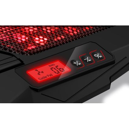 CONNECT IT CCP-2200-RD - Tapete de arrefecimento para computador portátil 4x ventoinha 2xUSB preto/vermelho