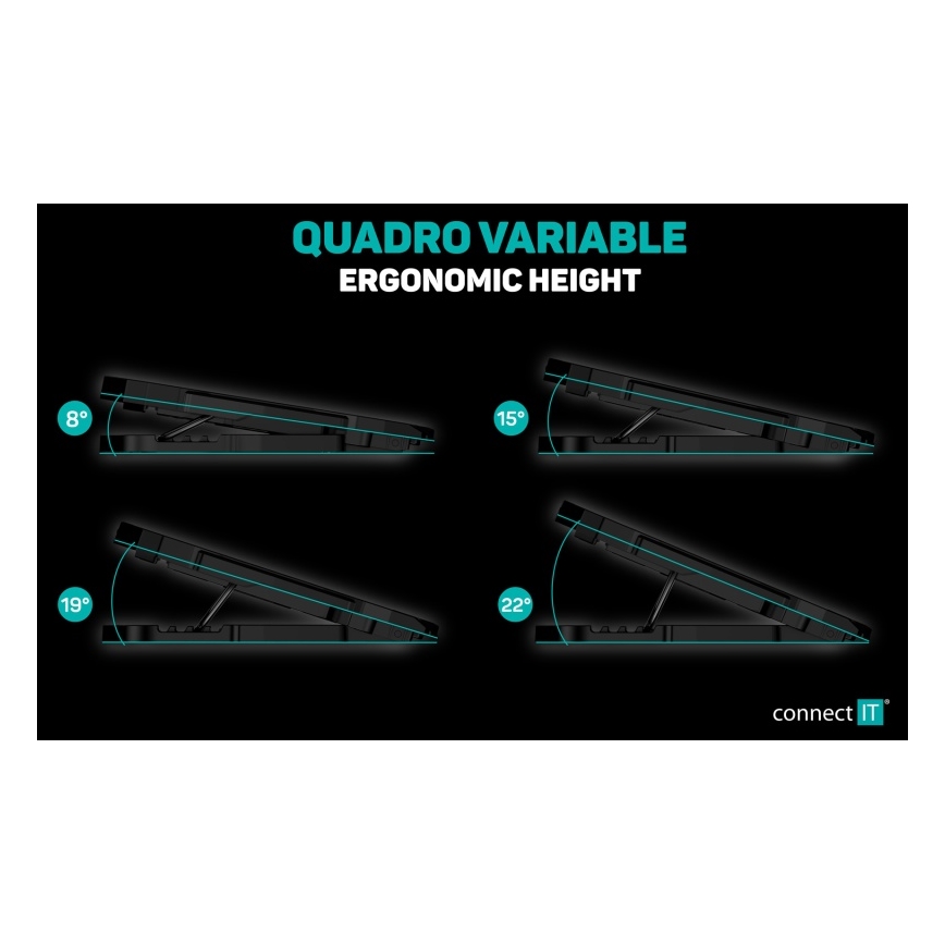 CONNECT IT CCP-2200-RD - Tapete de arrefecimento para computador portátil 4x ventoinha 2xUSB preto/vermelho