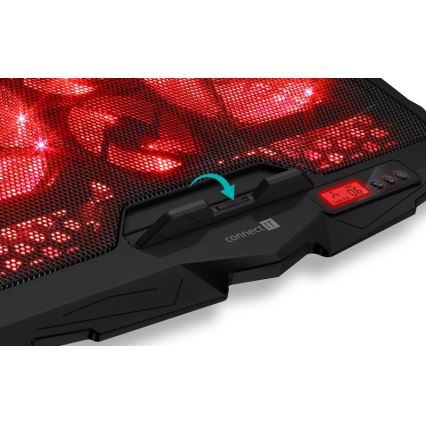 CONNECT IT CCP-2200-RD - Tapete de arrefecimento para computador portátil 4x ventoinha 2xUSB preto/vermelho