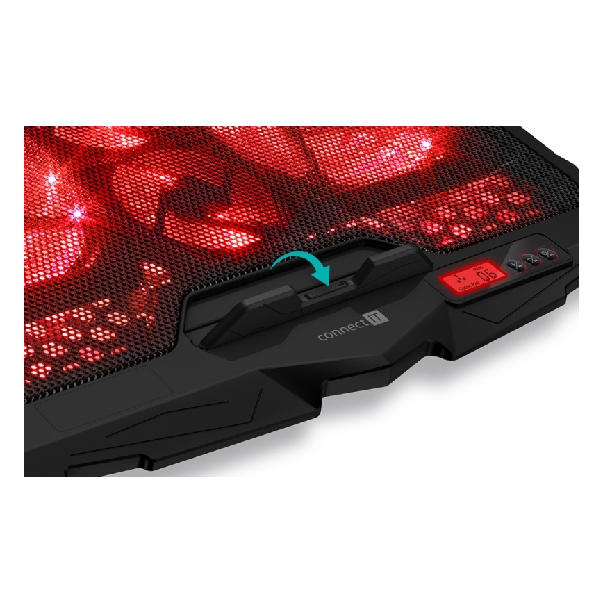 CONNECT IT CCP-2200-RD - Tapete de arrefecimento para computador portátil 4x ventoinha 2xUSB preto/vermelho