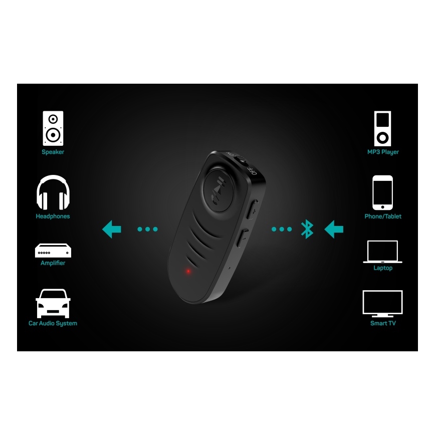 CONNECT IT CFF-4050-BK - Recetor de áudio Bluetooth AUX 110 mAh