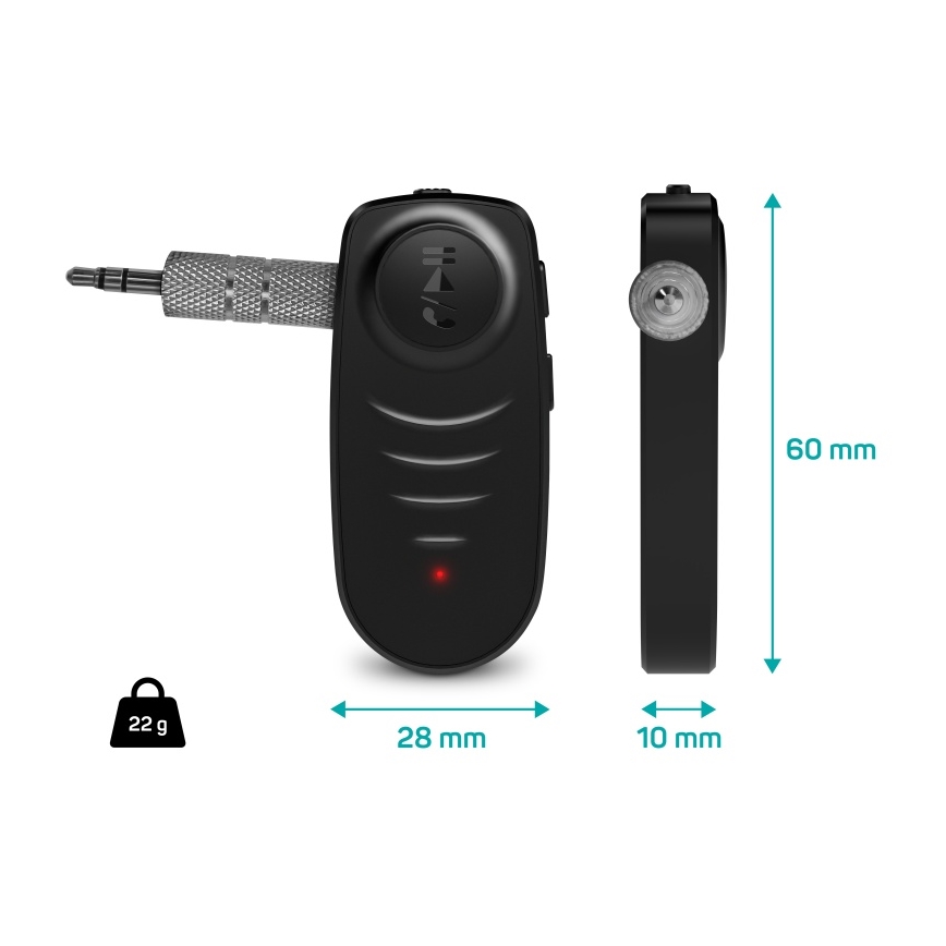 CONNECT IT CFF-4050-BK - Recetor de áudio Bluetooth AUX 110 mAh