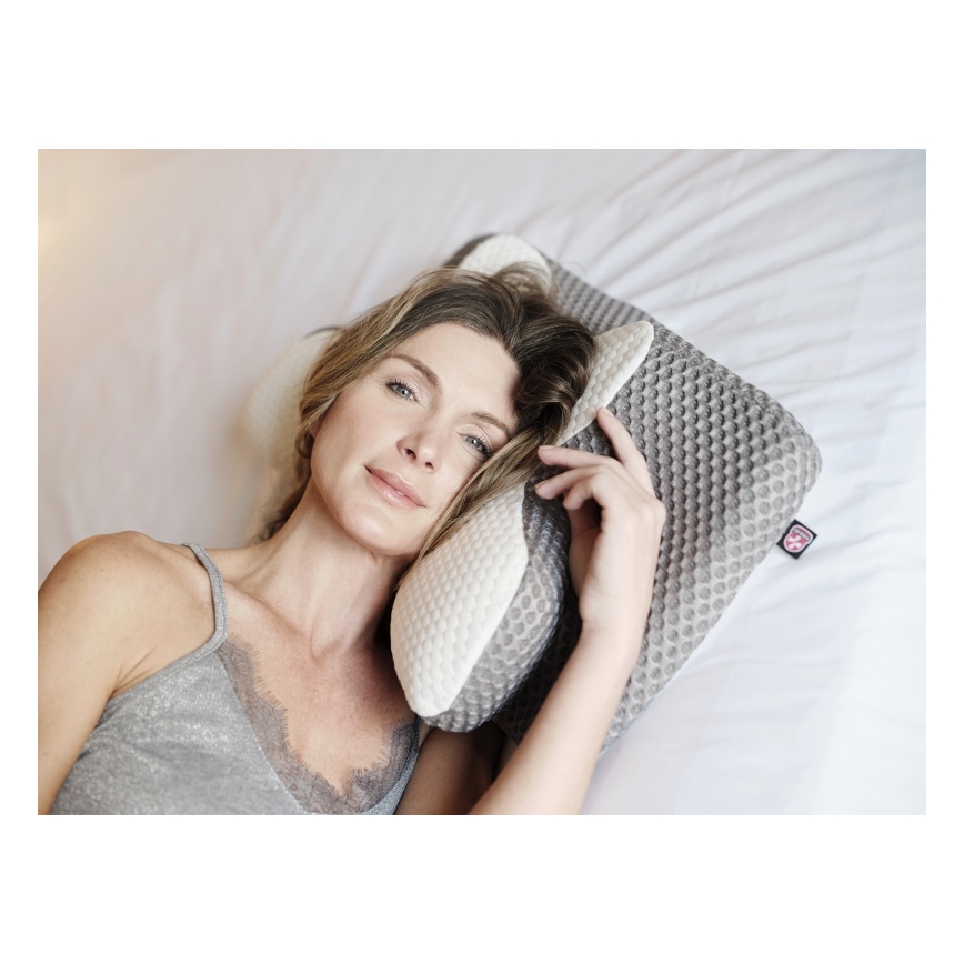 CONNECT IT CFH-6031-WH - Almofada anatômica Lyra branca/cinza