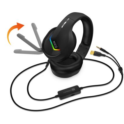 CONNECT IT CHP-3595-BK - Auscultadores LED RGB com fios gaming com microfone preto