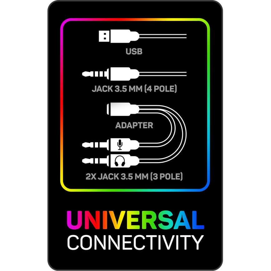 CONNECT IT CHP-3595-BK - Auscultadores LED RGB com fios gaming com microfone preto