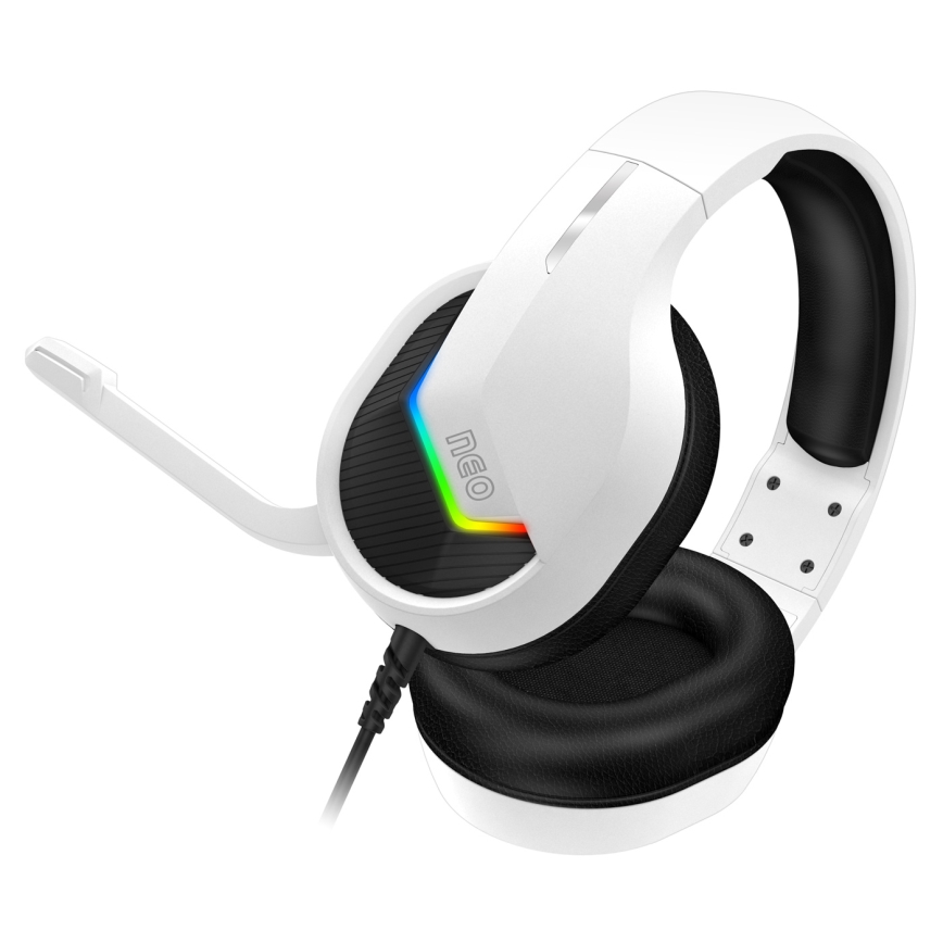 CONNECT IT CHP-3595-WH - Auscultadores LED RB com fios gaming com microfone branco/preto