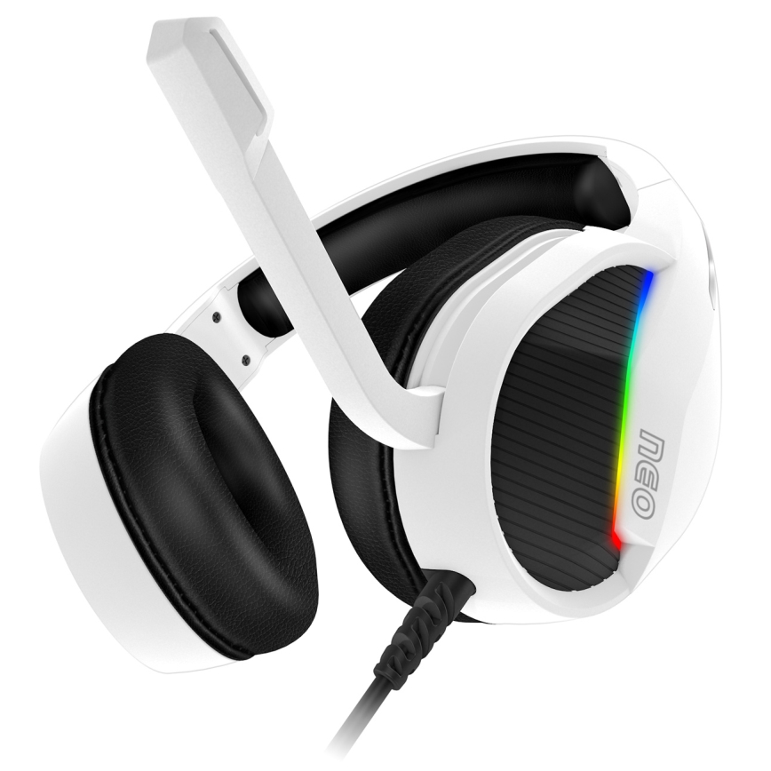 CONNECT IT CHP-3595-WH - Auscultadores LED RB com fios gaming com microfone branco/preto
