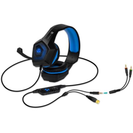CONNECT IT CHP-5500-BL - Auscultadores LED com fios gaming com microfone preto/azul