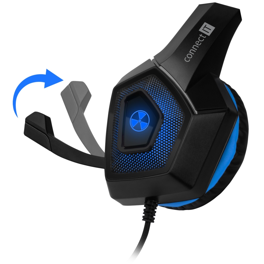 CONNECT IT CHP-5500-BL - Auscultadores LED com fios gaming com microfone preto/azul