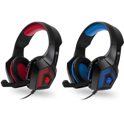 CONNECT IT CHP-5500-BL - Auscultadores LED com fios gaming com microfone preto/azul