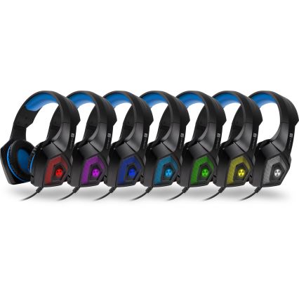 CONNECT IT CHP-5500-BL - Auscultadores LED com fios gaming com microfone preto/azul