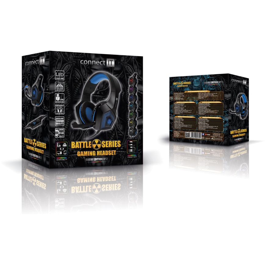 CONNECT IT CHP-5500-BL - Auscultadores LED com fios gaming com microfone preto/azul