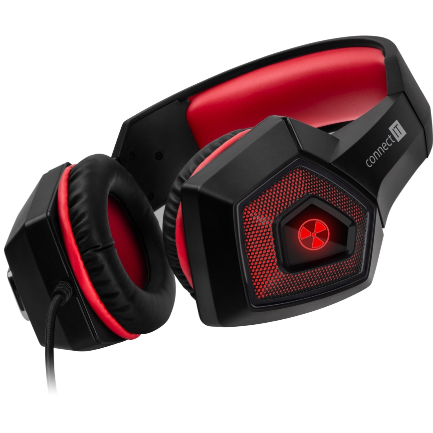 CONNECT IT CHP-5500-RD - Auscultadores LED com fios gaming com microfone preto/vermelho