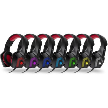 CONNECT IT CHP-5500-RD - Auscultadores LED com fios gaming com microfone preto/vermelho