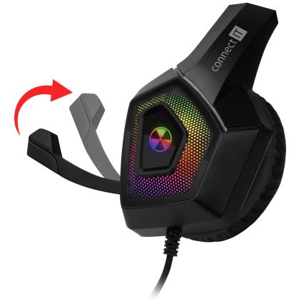 CONNECT IT CHP-5600-BK - Auscultadores LED RGB com fios gaming com microfone preto