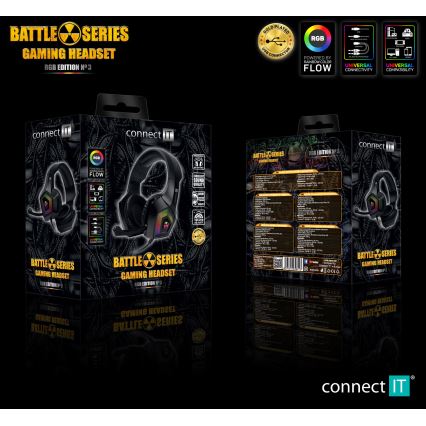 CONNECT IT CHP-5600-BK - Auscultadores LED RGB com fios gaming com microfone preto
