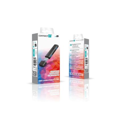 CONNECT IT CHU-4060-AN - Hub USB-A com leitor de cartões de memória 4em1