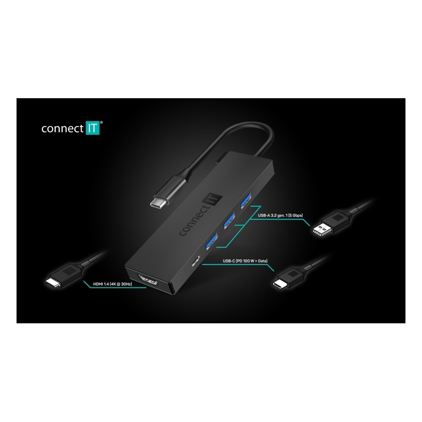 CONNECT IT CHU-8010-AN - Hub USB-C 5em1