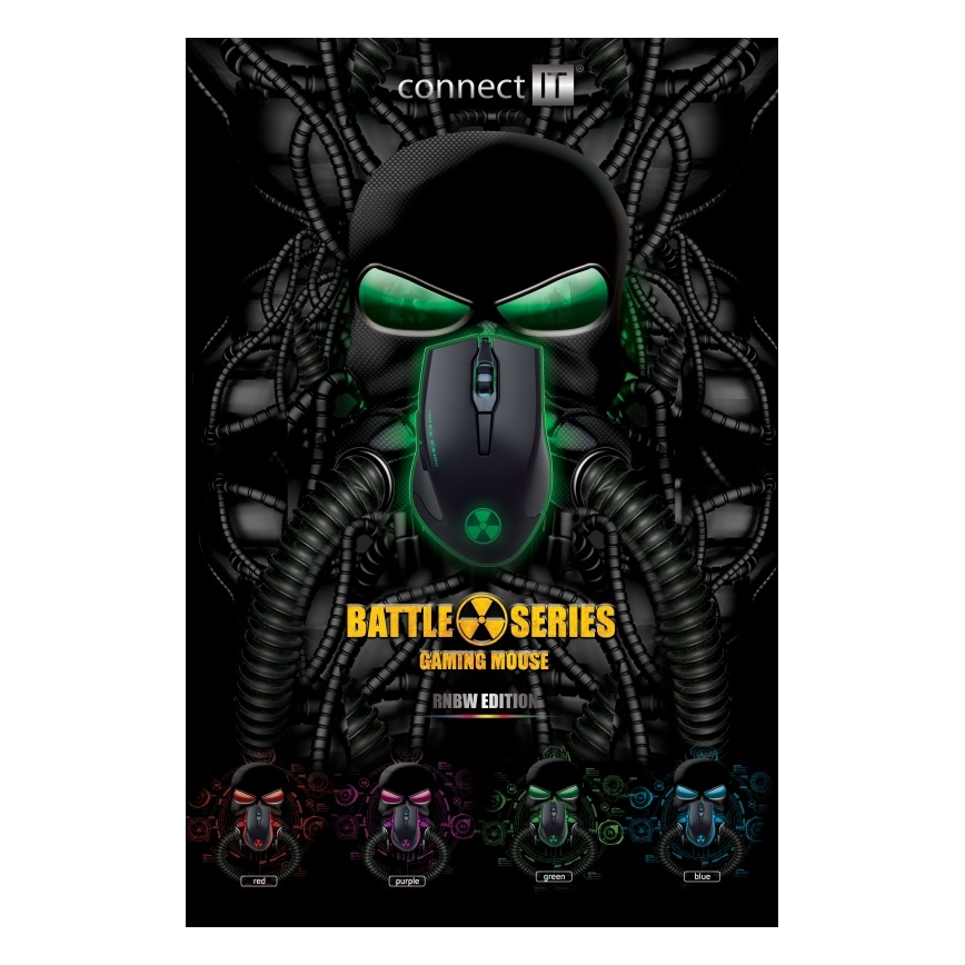 CONNECT IT CI-1128 - Rato LED para jogos com fios 1000/1200/1600/3200 DPI preto