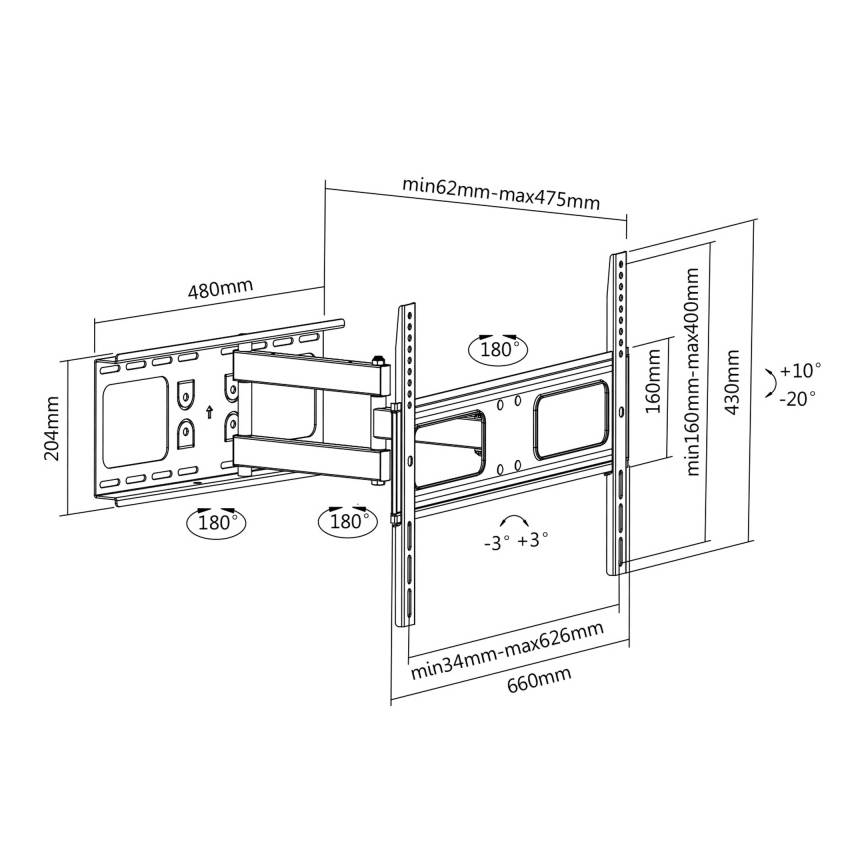 CONNECT IT CI-787 - Suporte de parede para TV 37-70” branco