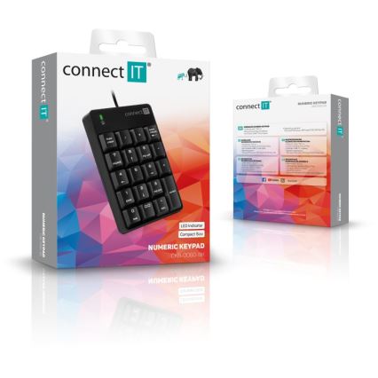 CONNECT IT CKB-0060-BK - Teclado numérico com fios preto