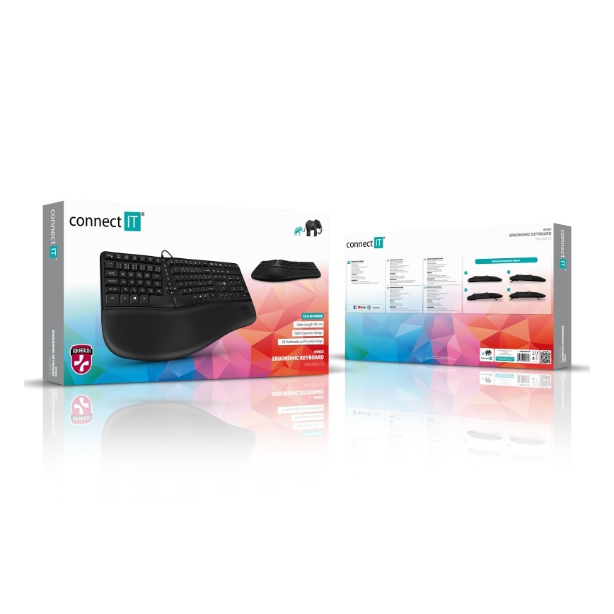 CONNECT IT CKB-2800-CS - Teclado ergonómico sem fios com localização CZ/SK preto