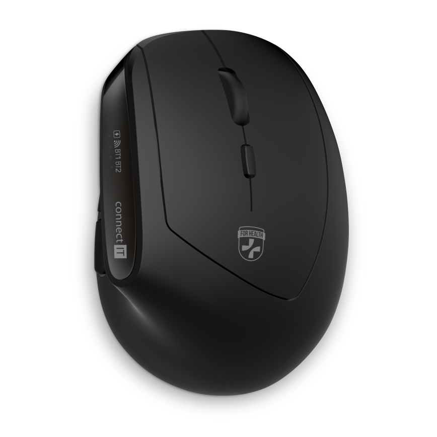 CONNECT IT CKM-6010-CS - Teclado e rato ergonómico sem fios 800/1200/1600/2400 DPI com localização CZ/SK 1xAA + 2xAAA preto
