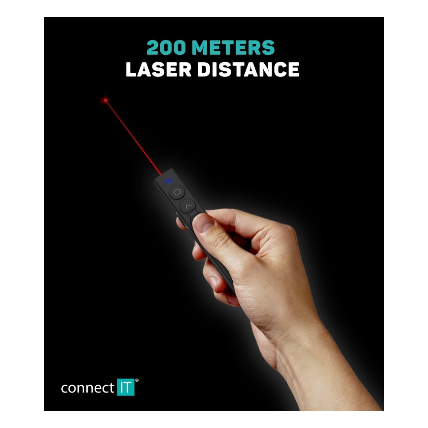 CONNECT IT CLP-2050-BK - Comando de apresentação sem fios com ponteiro laser 1xAAA