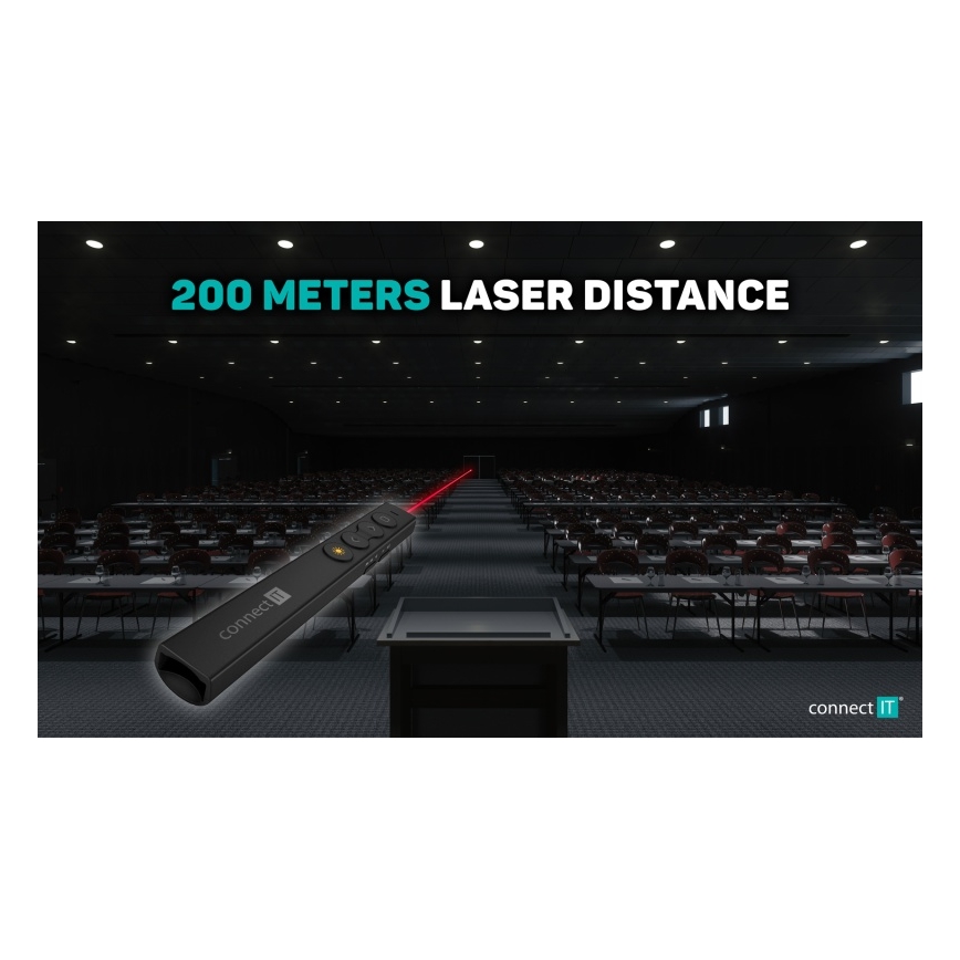 CONNECT IT CLP-2050-BK - Comando de apresentação sem fios com ponteiro laser 1xAAA