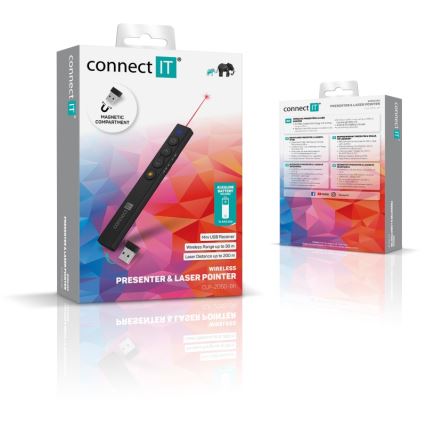 CONNECT IT CLP-2050-BK - Comando de apresentação sem fios com ponteiro laser 1xAAA