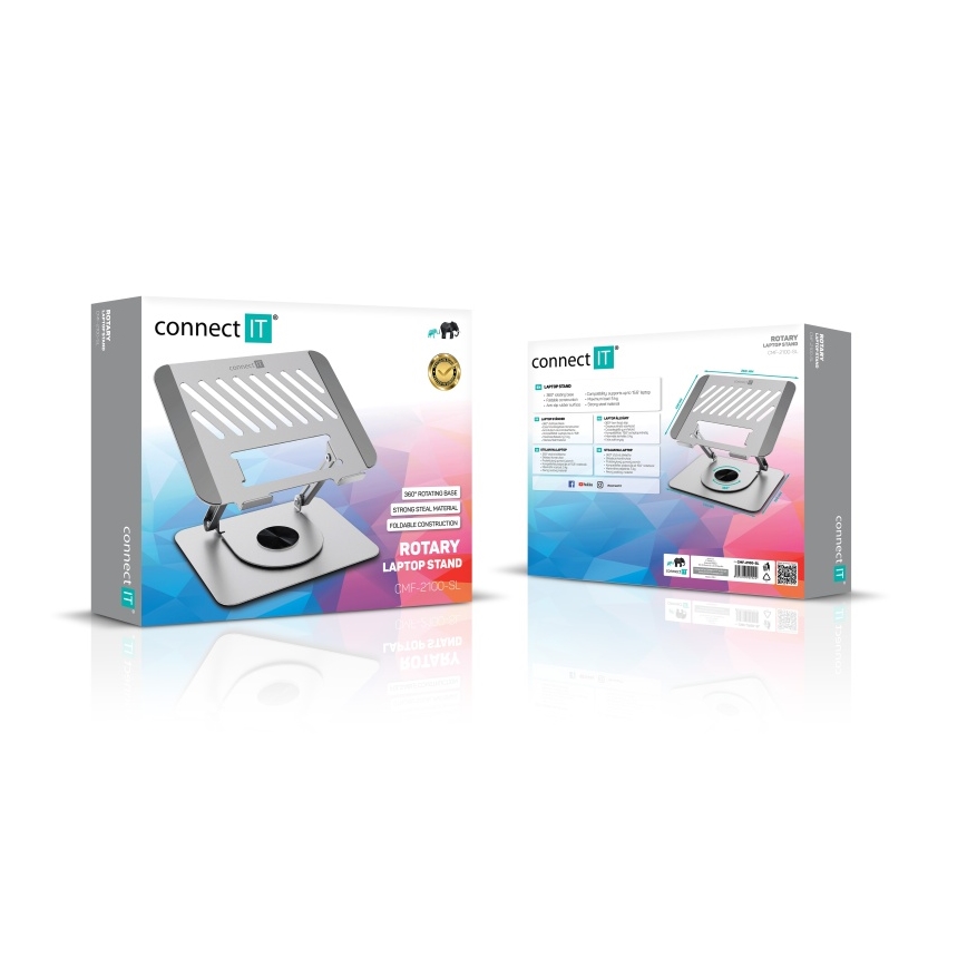 CONNECT IT CMF-2100-SL - Suporte rotativo para computador portátil prateado