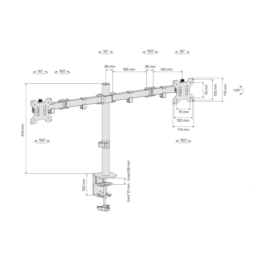 CONNECT IT CMF-3203-BK - Suporte universal para 2 monitores 13-32” preto