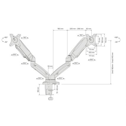 CONNECT IT CMF-3207-BK - Suporte universal para 2 monitores 13-27” preto