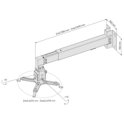 CONNECT IT CMF-7020-SL - Suporte de projetor de parede prateado